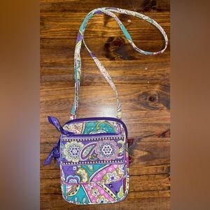 Vera Bradley mini hipster purple paisley quilted rectangle crossbody EUC